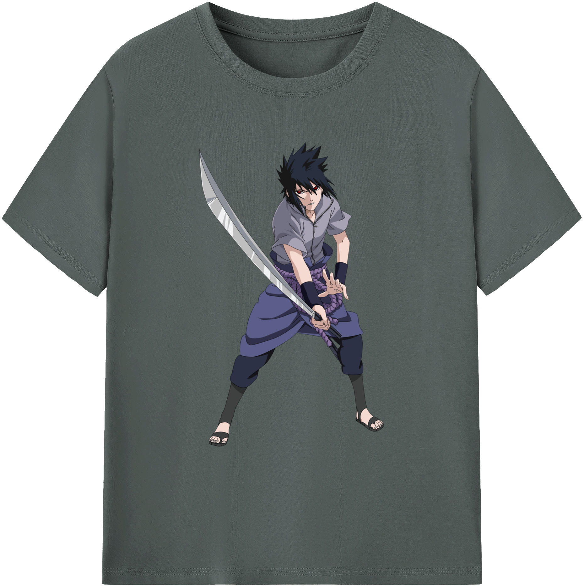 （画像用） NARUTO -ナルト- うちは サスケ Uchiha Sasuke 綿100％ メンズ半袖Tシャツ｜肌触りやわらか＆通気性